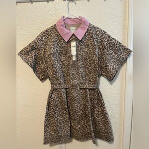 Maeve Pink Collar Leopard Print Dress